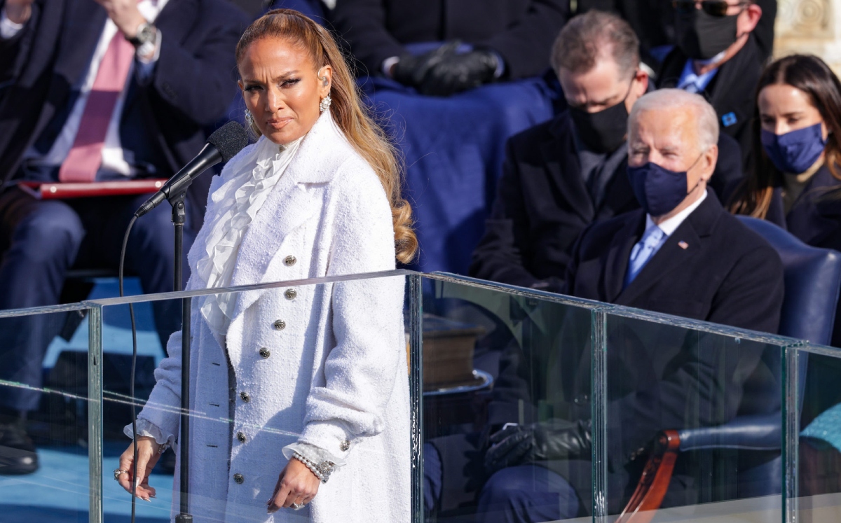Jennifer Lopez durante investidura de Joe Biden (AFP)