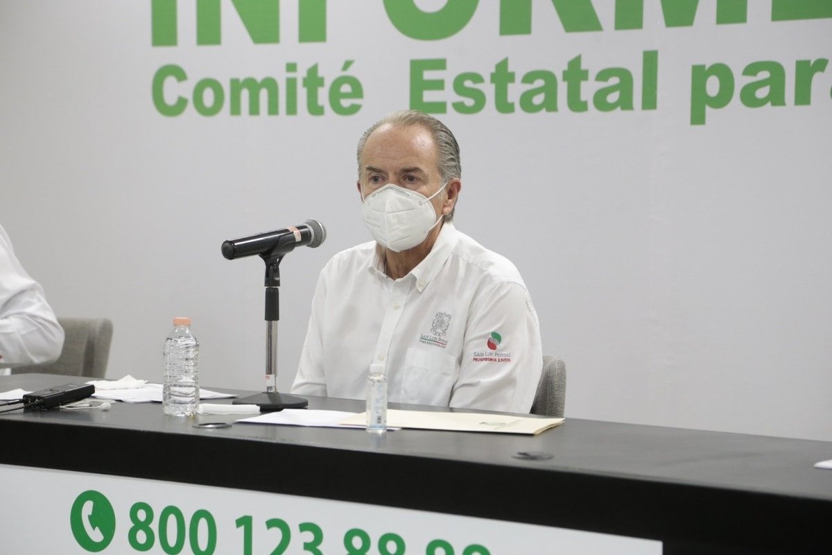 El gobernador Juan Manuel Carreras anunció que San luis Potosí regresa a semáforo rojo, debido al aumento de casos de covid-19. (@GobEdoSLP)