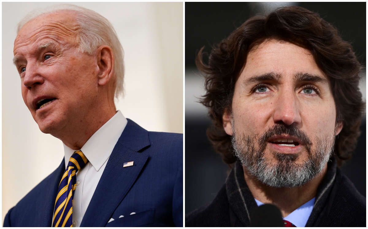 Justin Trudeau y Joe Biden tuvieron su primera comunicación telefónica este viernes. (AP)