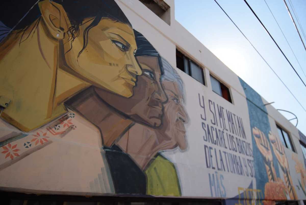 Mural realizado en Tlahuelilpan para visibilizar la lucha feminista de la región. (Francisco Villeda)