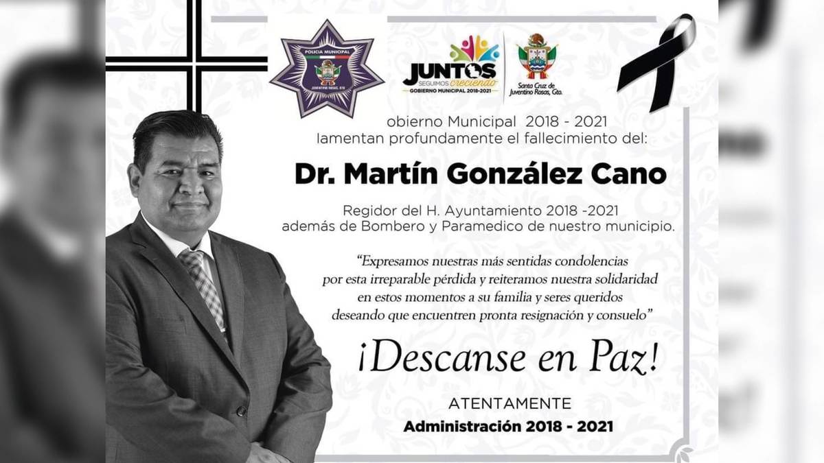 Martín González Cano, regidor en el municipio de Juventino Rosas, murió por covid-19.