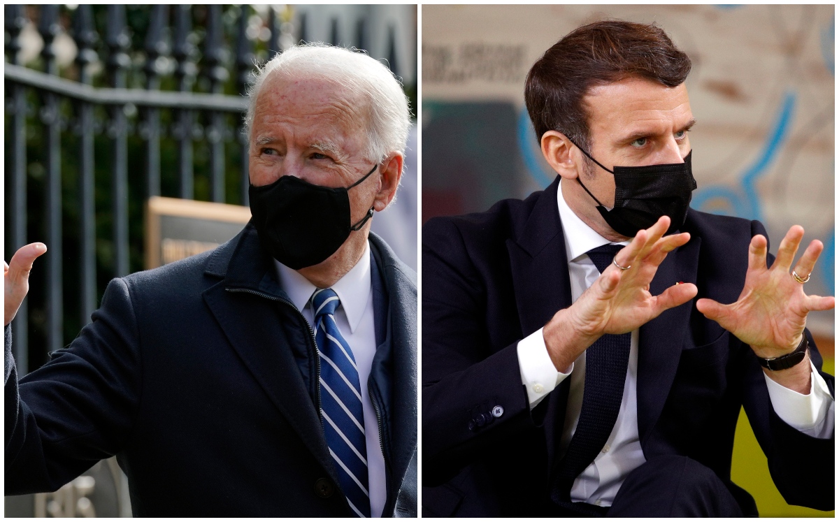Joe Biden mantuvo su primera conversación telefónica con el presidente francés Emmanuel Macron. (AP)