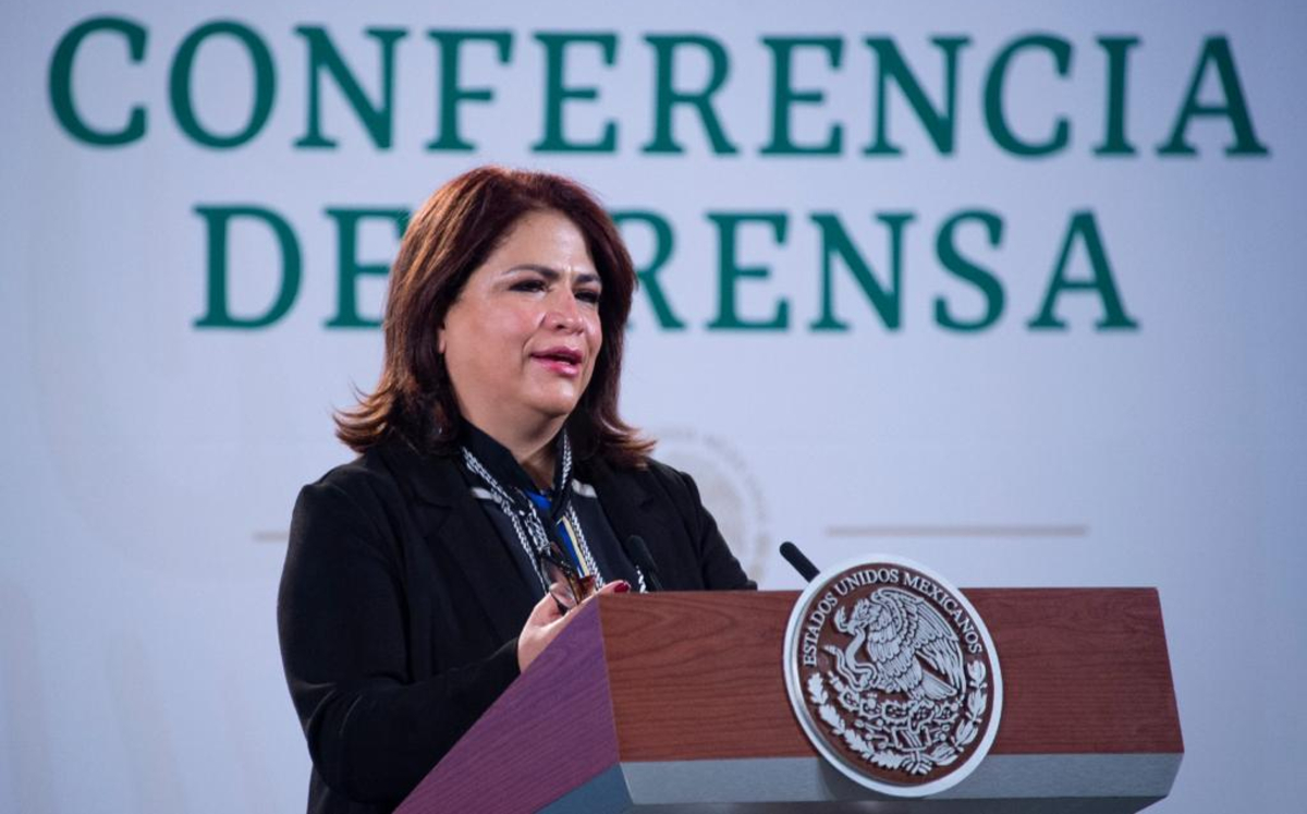 Fabiola Alanís Sámano, titular de la Conavim, en la conferencia mañanera de hoy. (Cortesía)