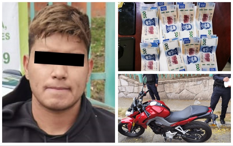 El detenido intentó huir en una moto.