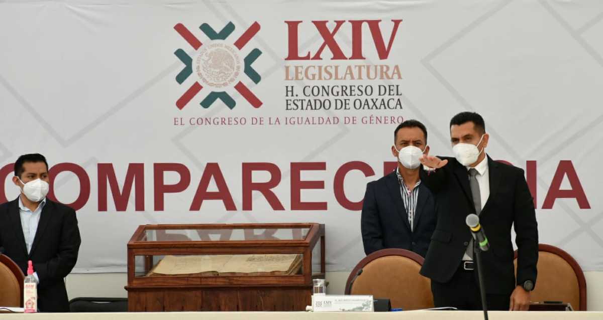El titular de la SSP compareció ante el Congreso de Oaxaca.