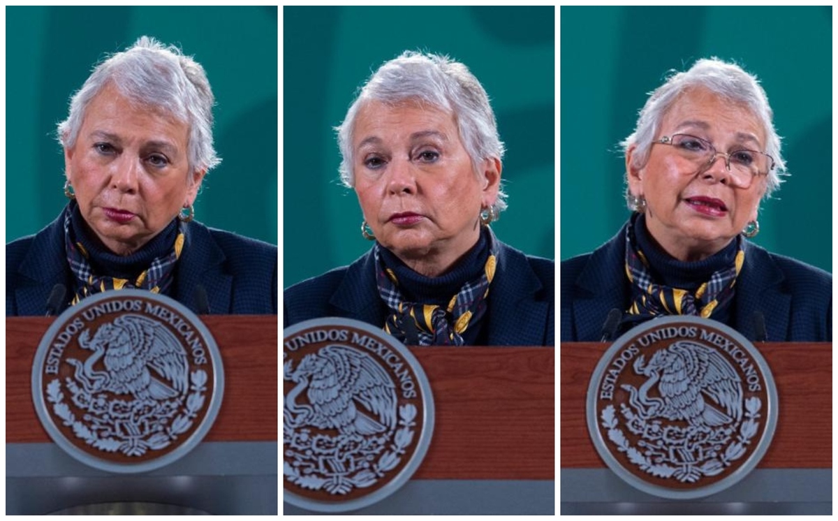 Olga Sánchez cordero encabeza la conferencia de prensa del Presidente desde Palacio Nacional. (Cortesía)