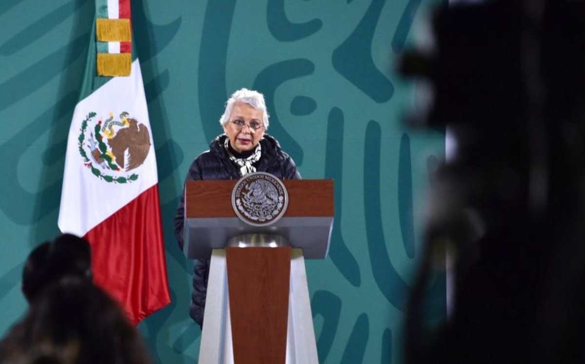 Olga Sánchez Cordero, titular de la Segob, en La Mañanera. (Cortesía)