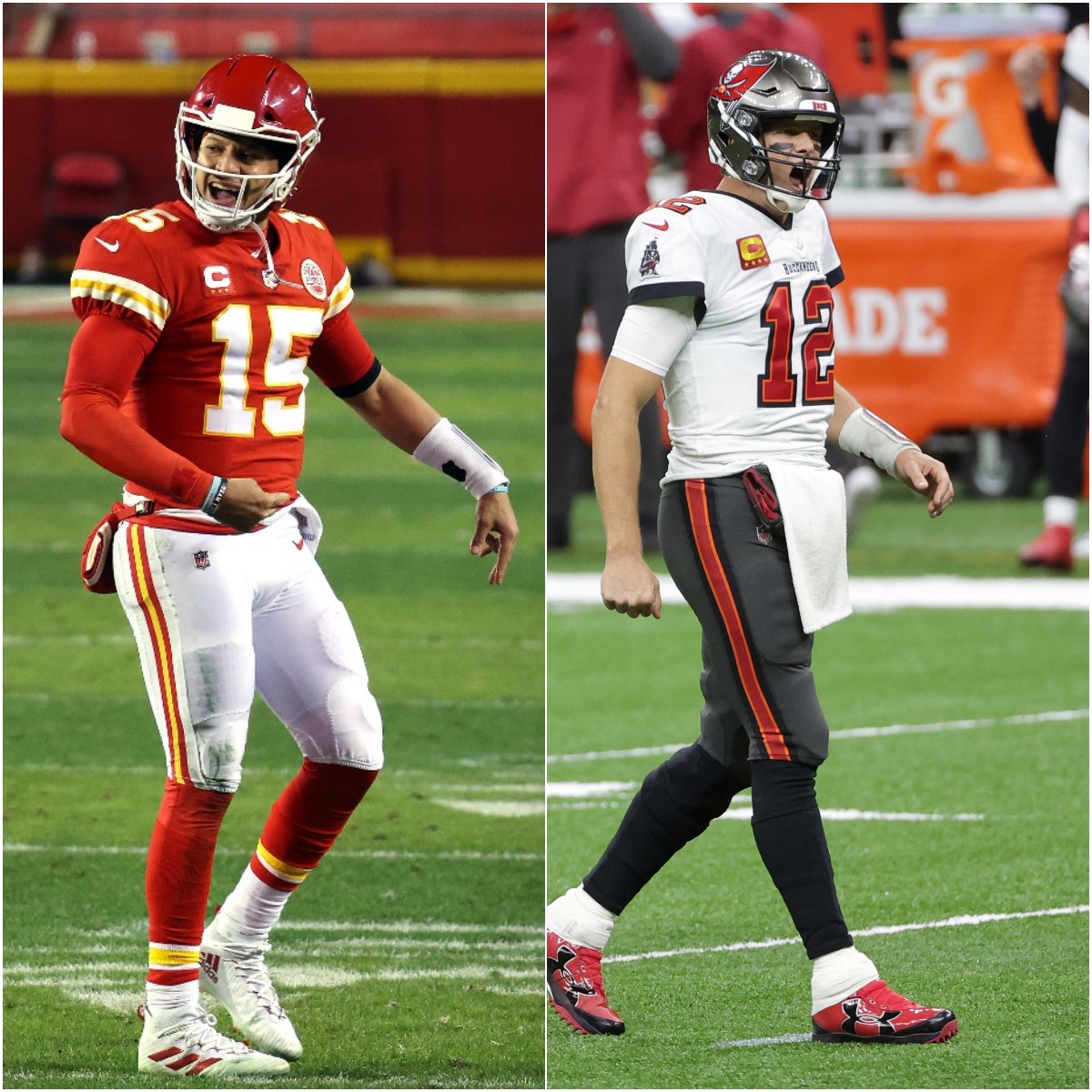 Patrick Mahomes y Tom Brady (AFP/Reuters)