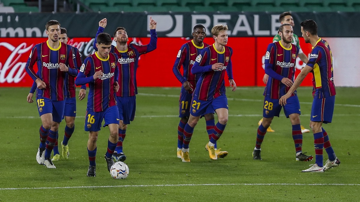 Jugadores del Barcelona en festejo (AP)