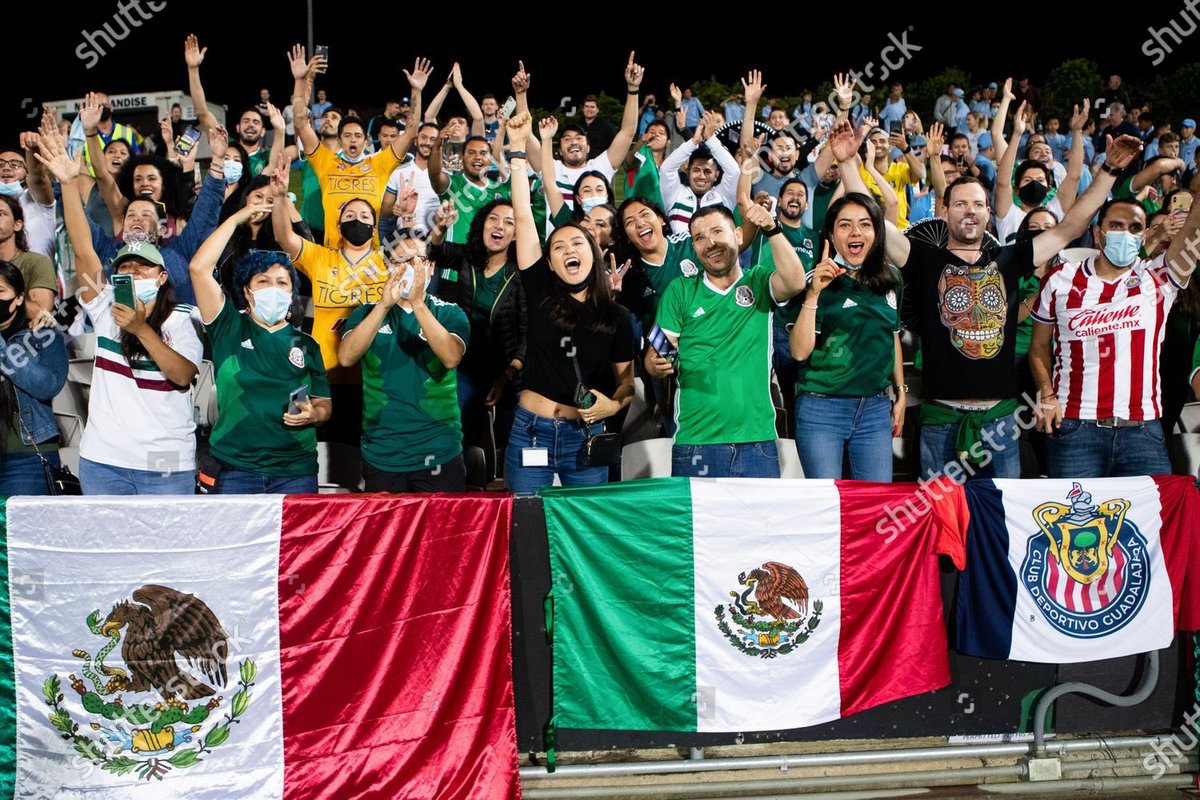 Aficionados mexicanos apoyando a Ulises Dávila en un partido de la Liga de Australia (Twitter @VickswFett)