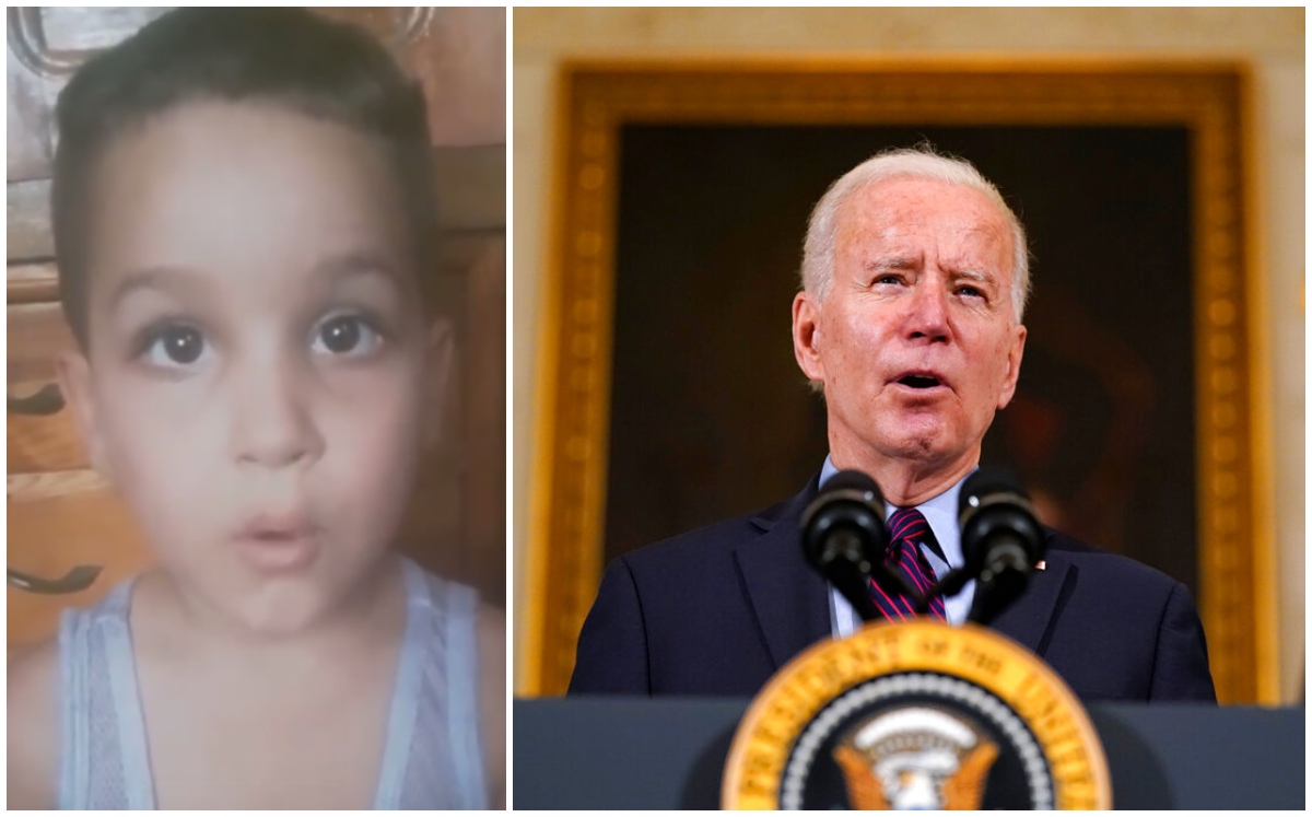 El menor pidió al presidente de Estados Unidos la liberación de su papá por agentes fronterizos. (Captura / AP)