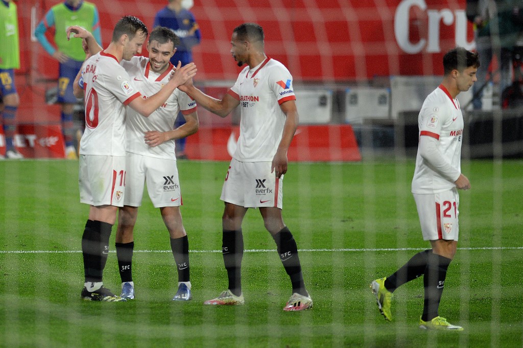 Sevilla venció al Barcelona en la ida de semifinales de la Copa del Rey (AFP)