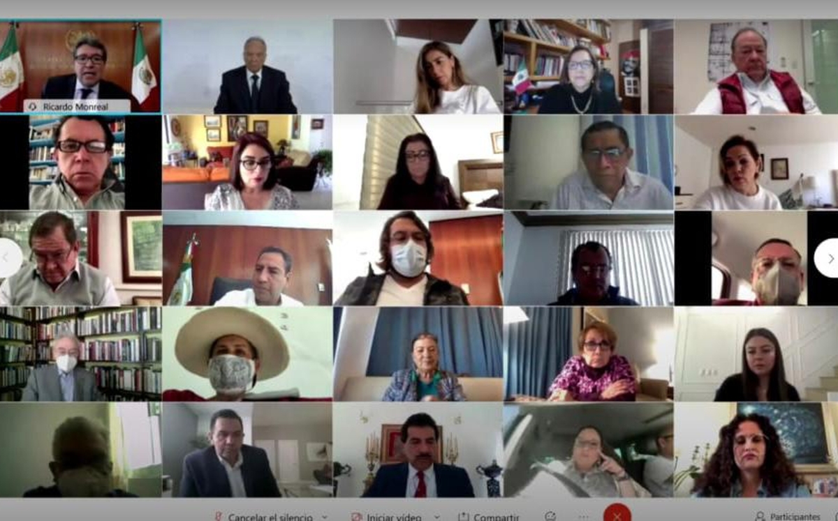 El senador Monreal durante la reunión virtual con el fiscal general de la República. (Especial)