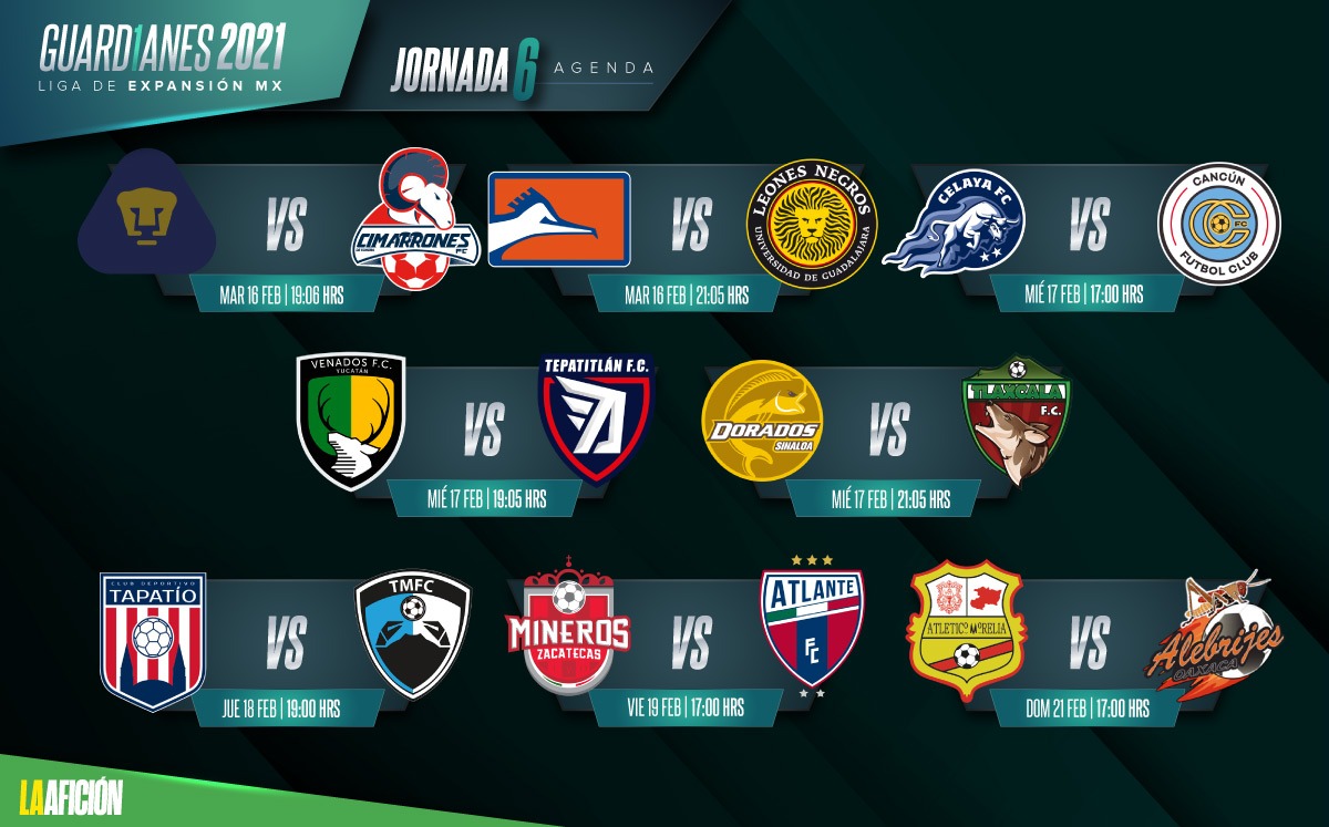 Fechas y horarios de la jornada 6 de la Liga de Expansión (La Afición)