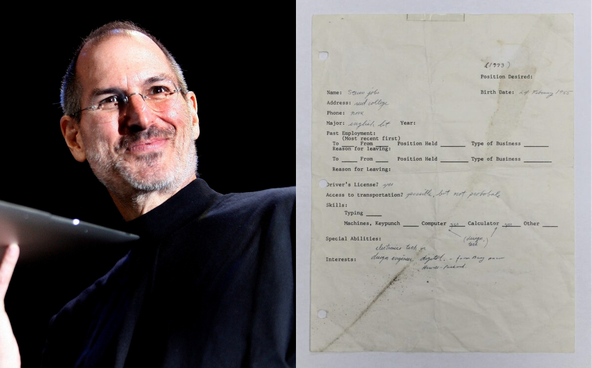 Así es la solicitud de empleo de 1973 de Steve Jobs (EFE y Charterfields).