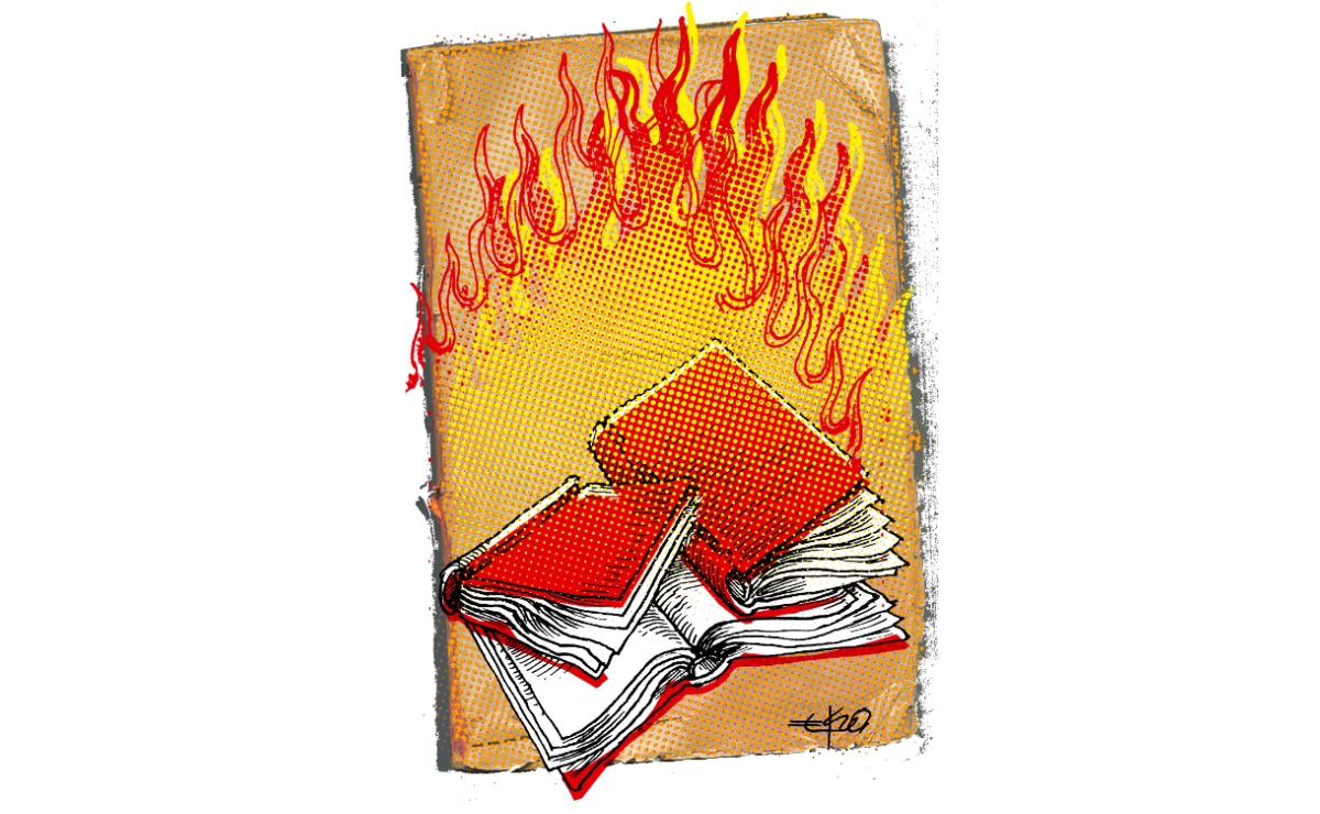 Cuando Oliver Cromwell conquistó Inglaterra en 1653, se dedicó a quemar libros que significaran un peligro para su régimen. (Ilustración: Eko)