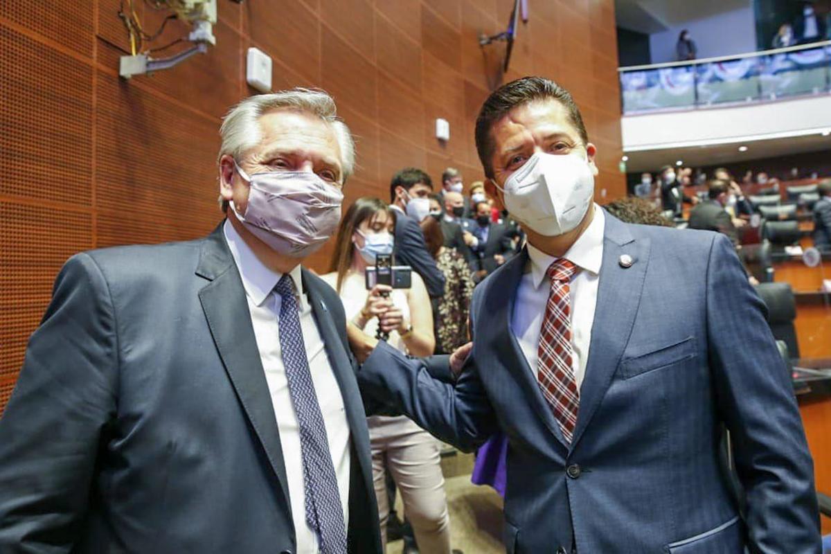 Alberto Fernández, presidente de Argentina, en el Senado, durante su visita a México. (Especial)