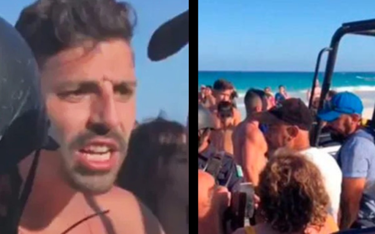 Critican a policía de Tulum por detener a pareja gay que se besó en la playa. (Captura)