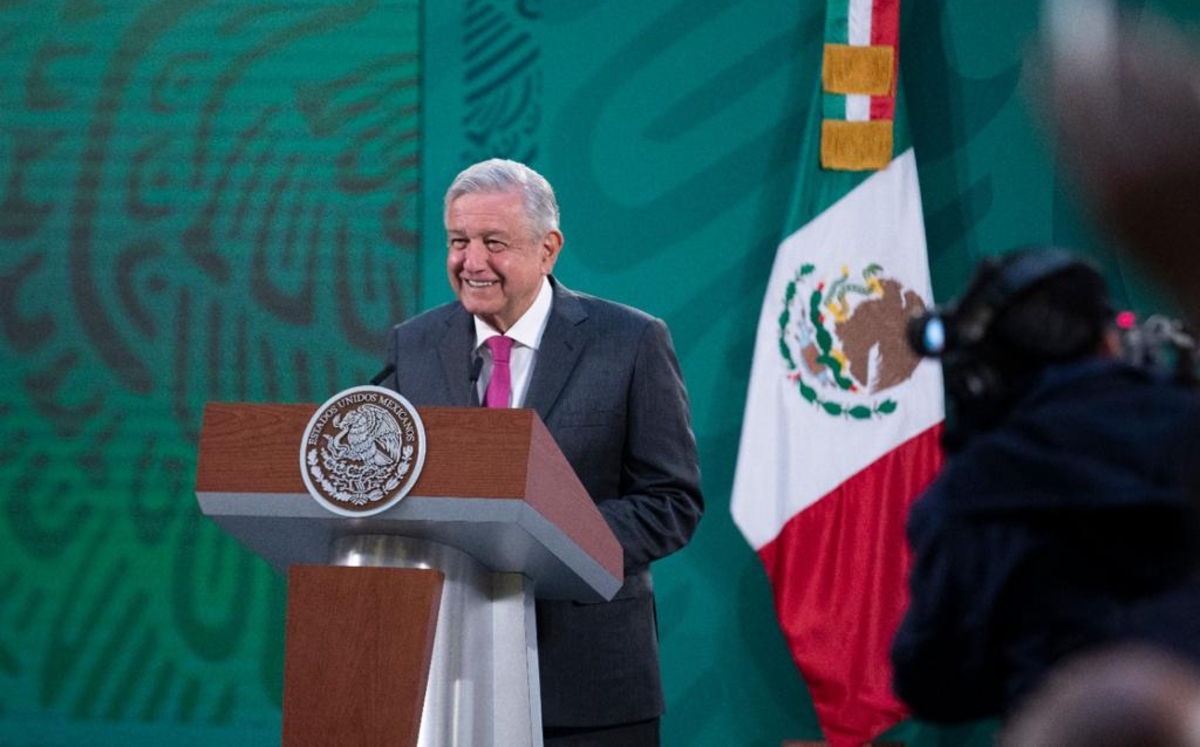 El Presidente en Palacio Nacional durante su conferencia mañanera de hoy. (Cortesía)