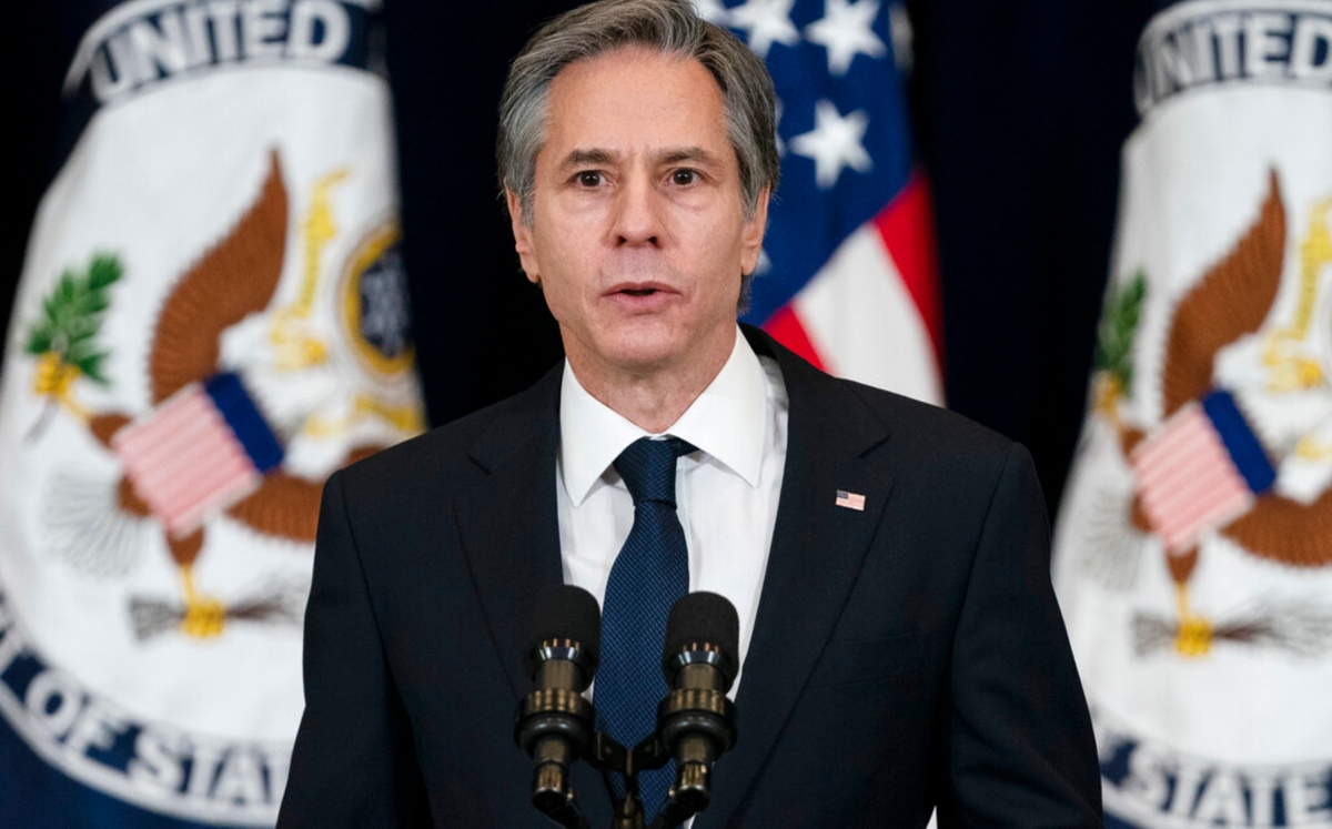 El secretario de Estado, Antony Blinken, hace declaraciones en el Departamento de Estado en Washington. (AP)