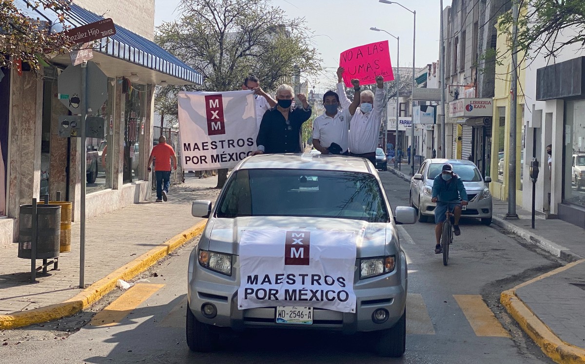 Maestros jubilados de Tamaulipas protestan. (Antonio Hernández)