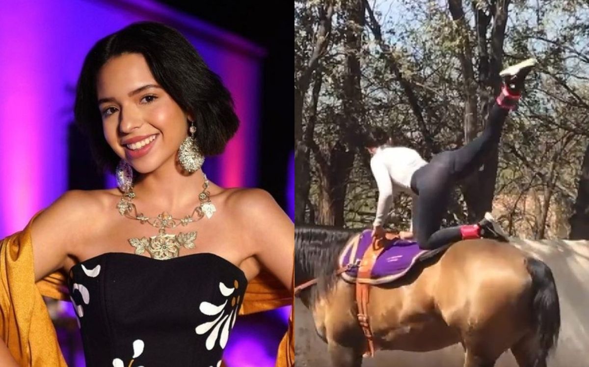 Ángela Aguilar y su rutina de ejercicio encima de un caballo (Especial)
