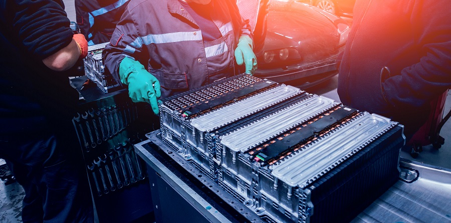 Batería de un motor de vehículo eléctrico. (Shutterstock)