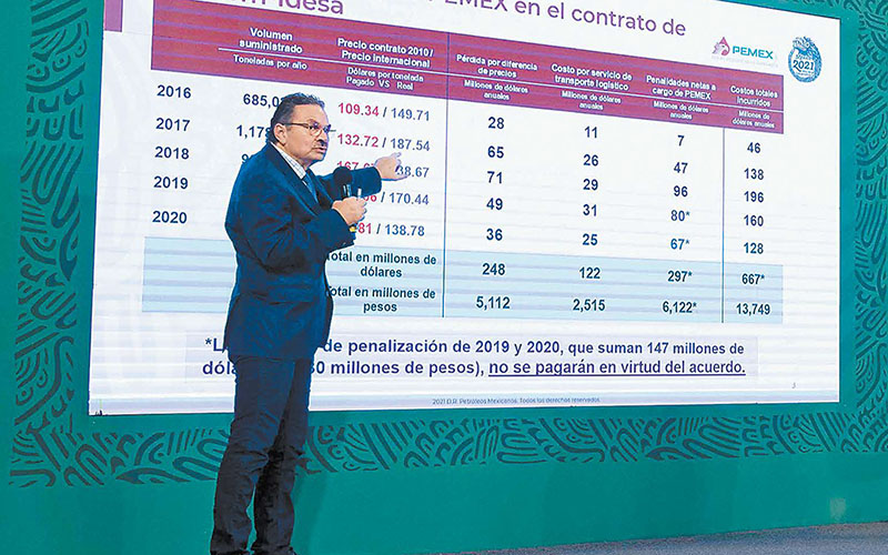 El titular del Ejecutivo estuvo acompañado por el director de Pemex, Octavio Romero. (Especial)