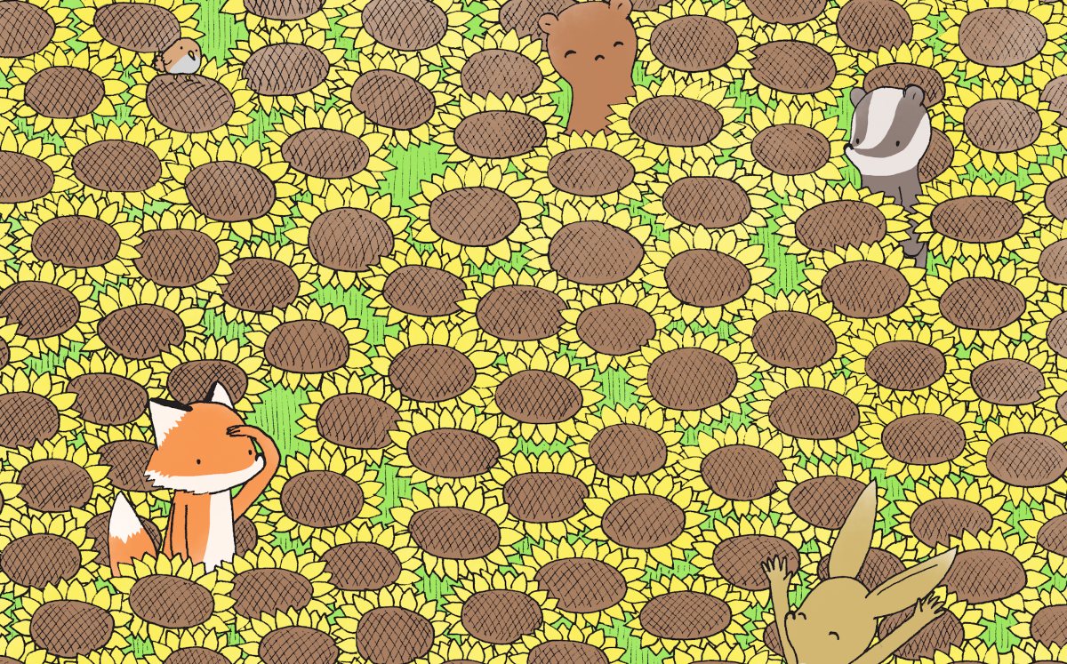 Encuentra la mariposa entre los girasoles (Dudolf).