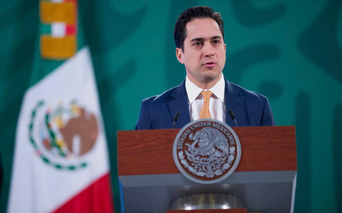 El titular de Banobras, Jorge Mendoza Sánchez, durante la conferencia mañanera de hoy. (Cortesía)