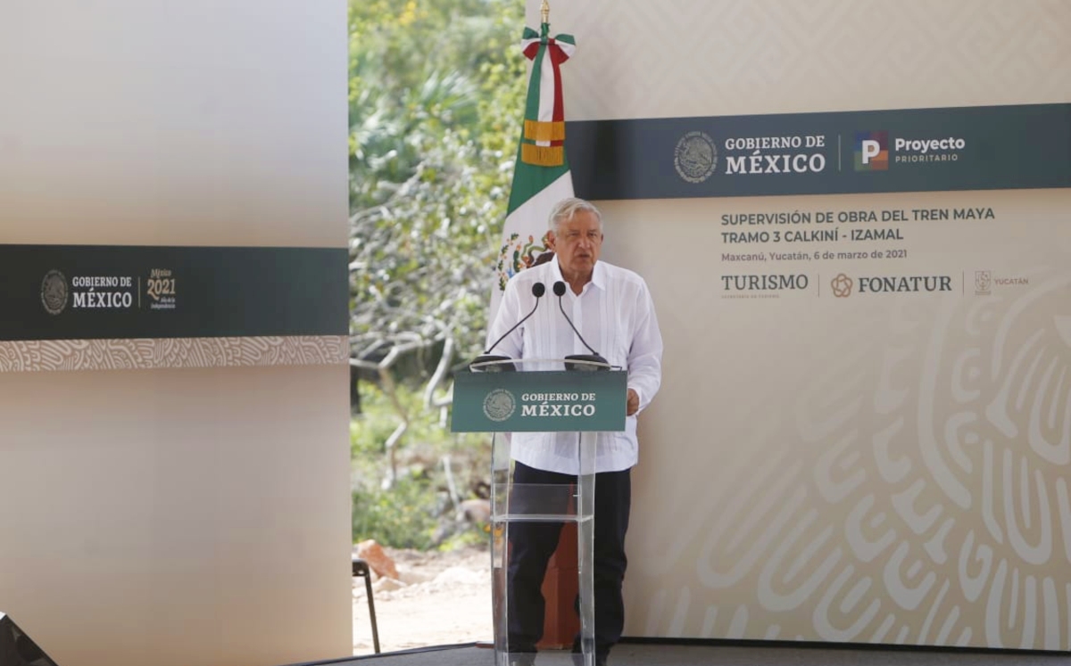 El Presidente supervisó las obras del Tren Maya durante su gira de este fin de semana. (Ariana Pérez)