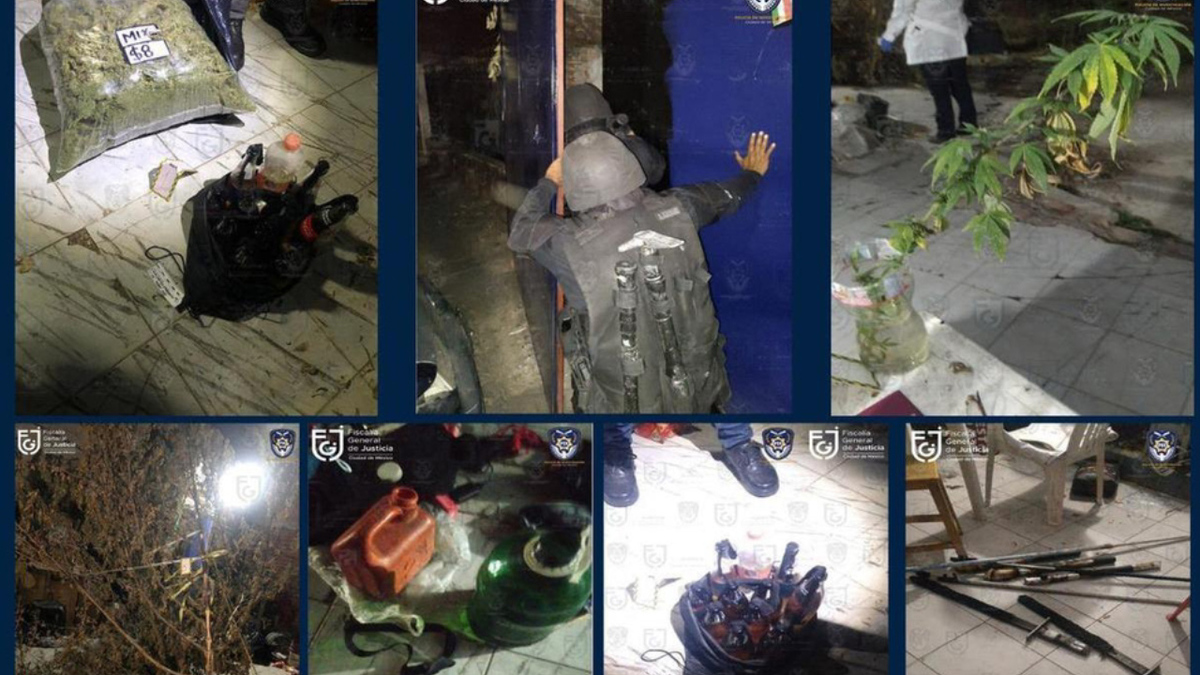 FGJ CdMx decomisa bombas molotov, petardos y espadas en la Miguel Hidalgo