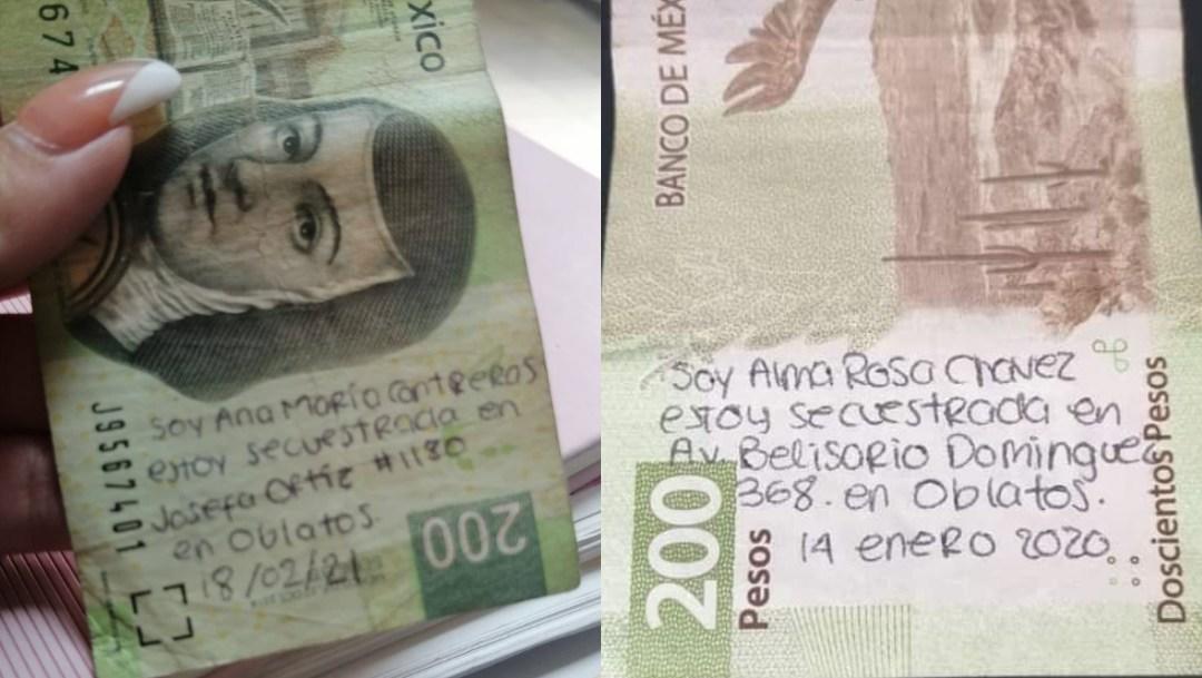 Descartan secuestro tras mensajes de auxilio en billetes (Especial)