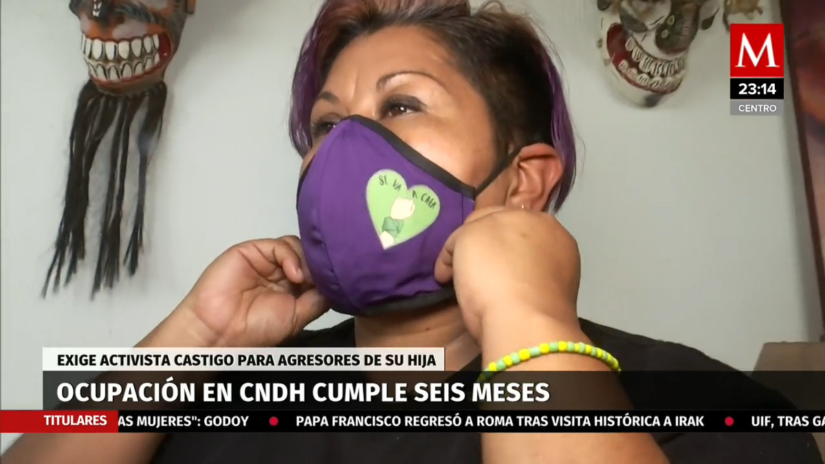 Erika tomó sede de CNDH para exigir justicia por su hija; la demandan ante FGR