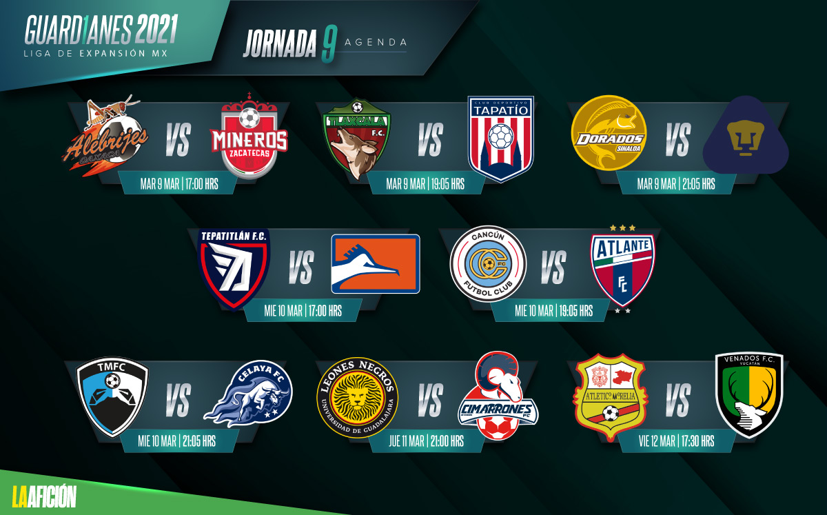 Fechas y horarios de la jornada 9 del Guard1anes 2021 de la Liga de Expansión MX