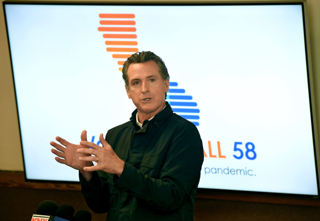 Gavin Newsom, Gobernador de California durante una conferencia el 10 de marzo del 2021.
