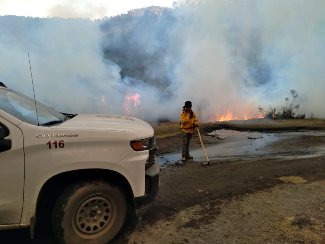 Incendio en el parque Nacional Citlaltépetl. (Especial)