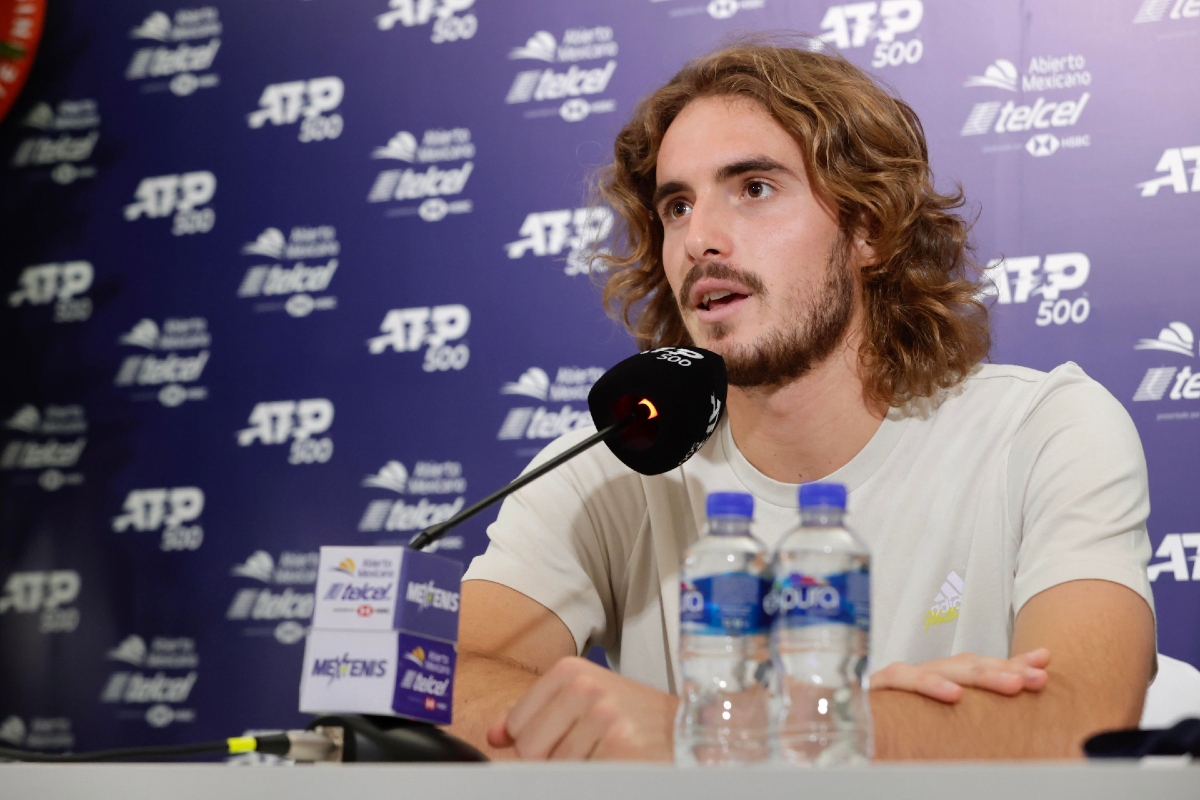Stefanos Tsitsipas en conferencia de prensa del AMT 2021 (Cortesía Abierto Mexicano de Tenis)