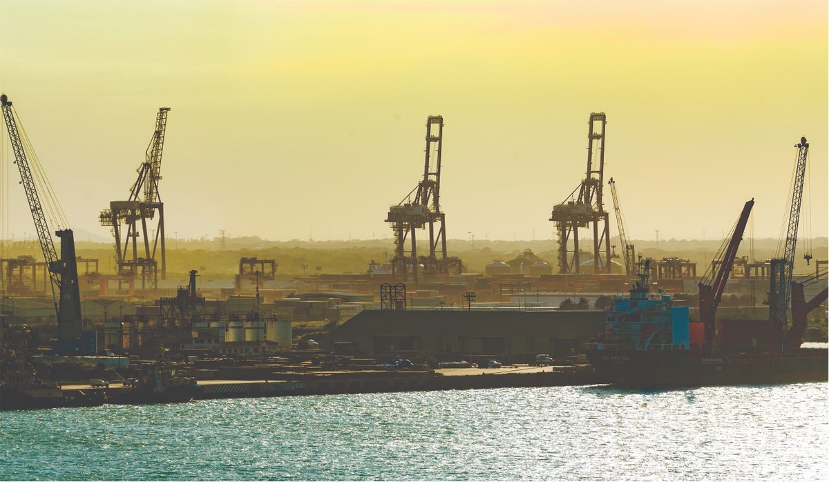 Grúas para contenedores en el puerto de Altamira, Tamaulipas.