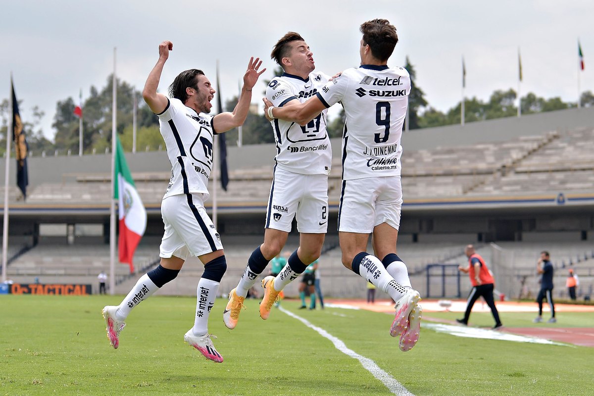 Juan Pablo Vigón, Alan Mozo y Juan Ignacio Dinenno, en el último juego vs Atlético San Luis (Imago7)