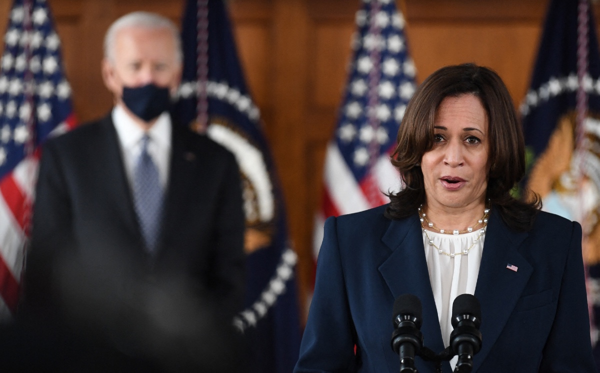 Kamala Harris y Joe Biden durante su visita a Atlanta. (AFP)