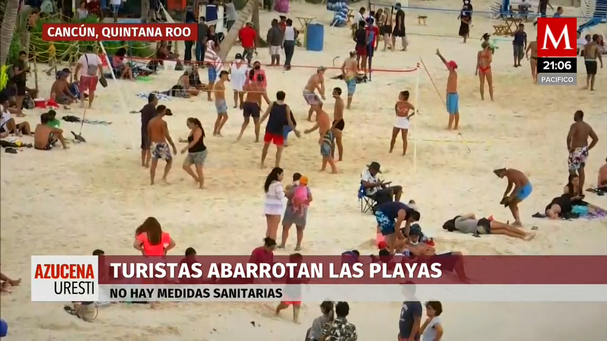 A pesar de la pandemía de covid-19 miles de turistas abarrotaron playas en Quintana Roo