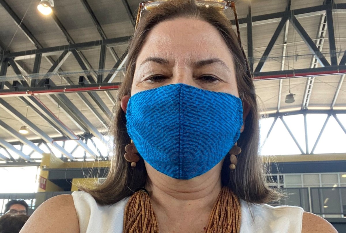 Martha Bárcenas acudió al módulo de vacunación en Ciudad Universitaria. | Twitter @Martha_Barcena