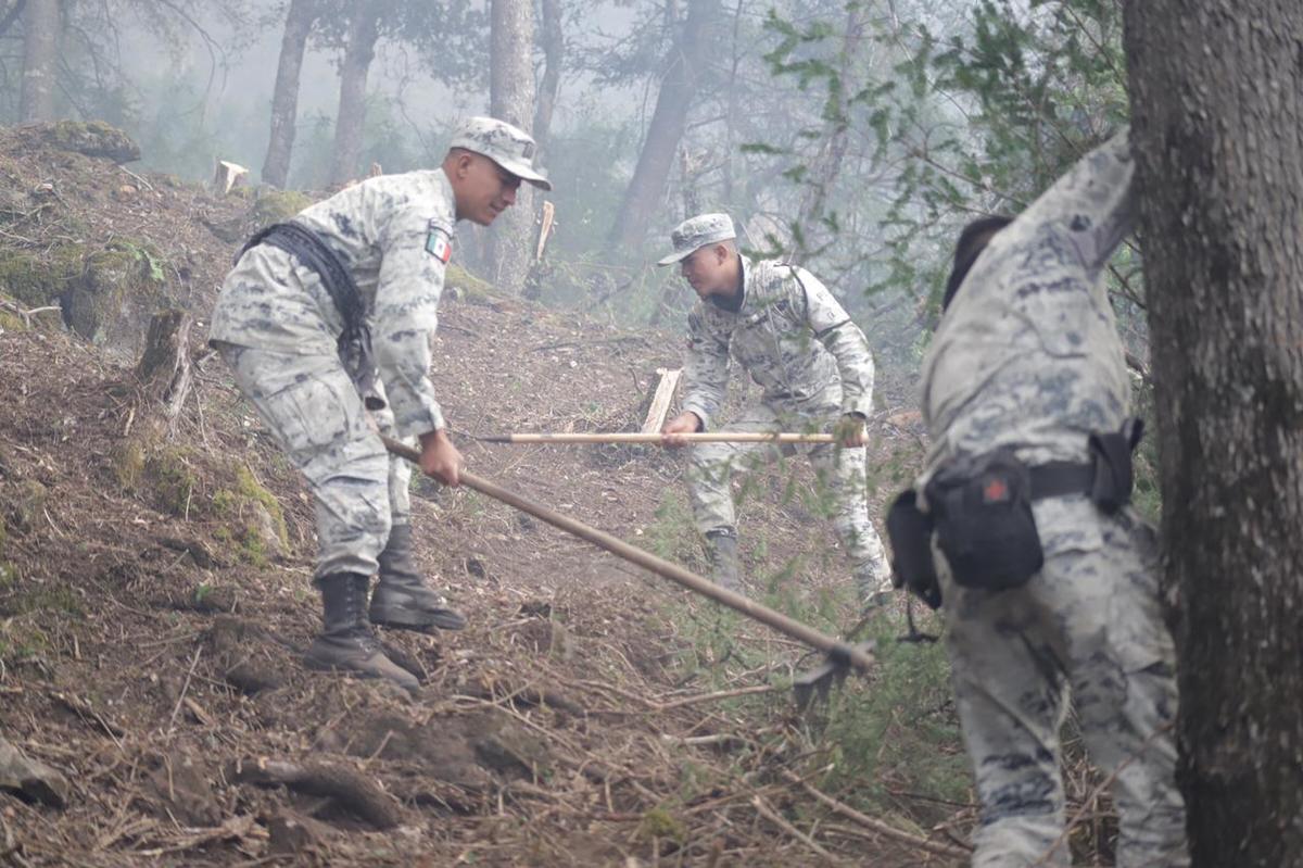 Incendio en sierra de Santiago. Foto: Protección Civil de Nuevo León