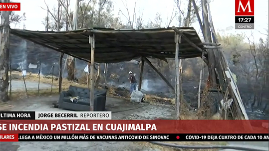 Se incendia pastizal en Cuajimalpa