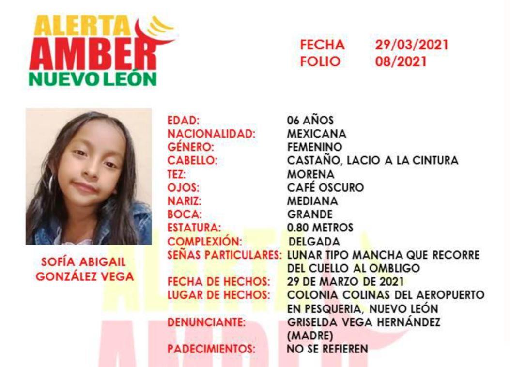 Secuestran a niña en Pesquería: activan Alerta Amber