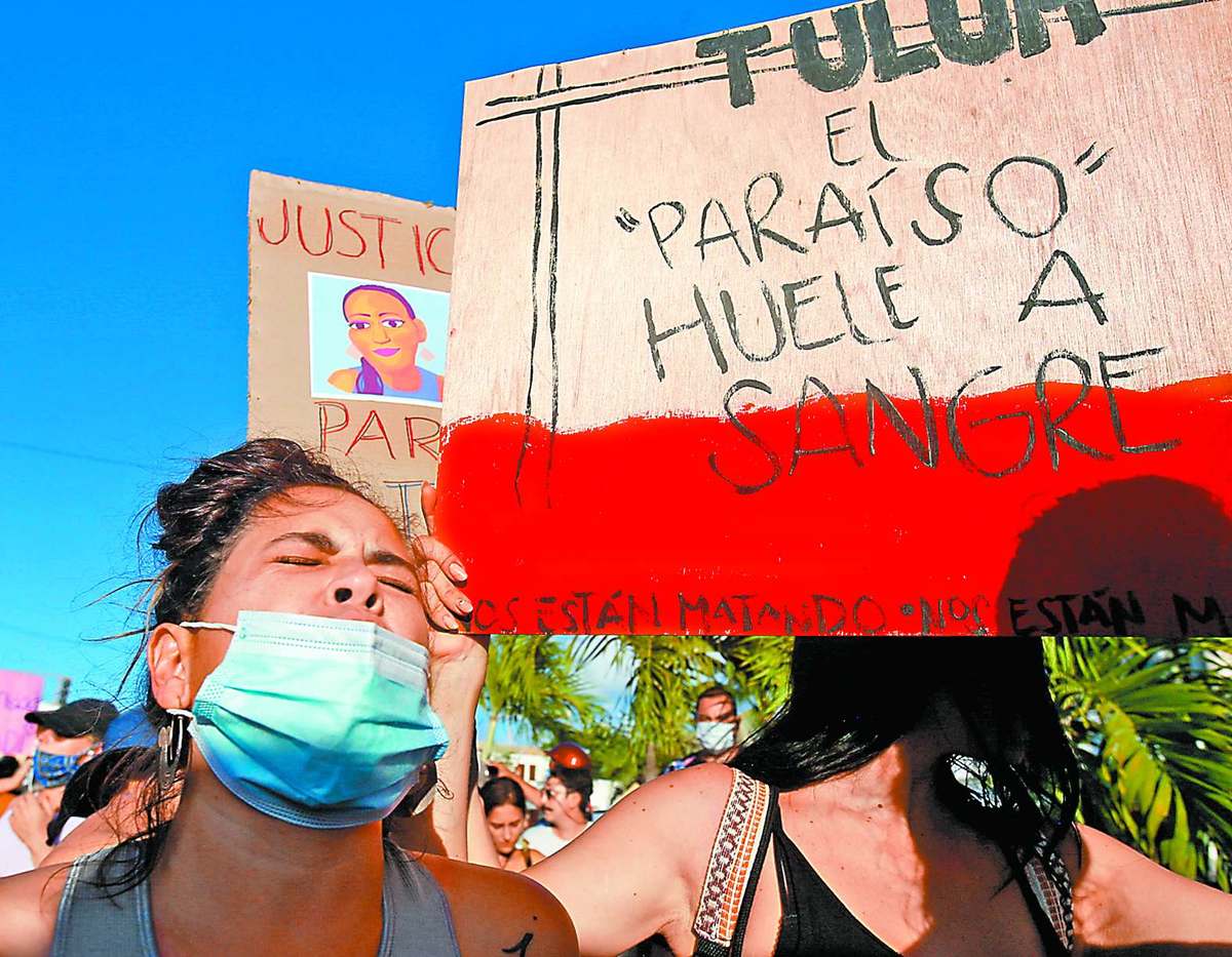 Cientos de mujeres en Tulum se manifestaron contra el abuso policiaco. Araceli López