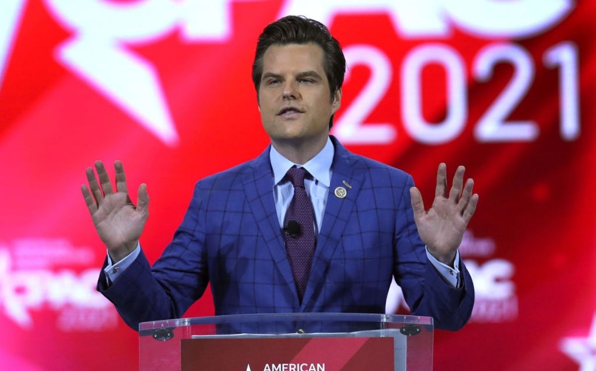 Matt Gaetz dando un discurso en Orlando, Florida, el 26 de febrero de 2021. Foto: Joe Raedle/Getty Images