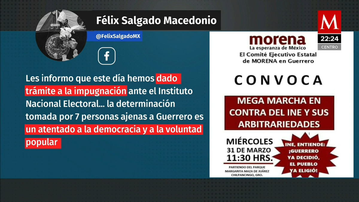 Félix Salgado presenta impugnación a retiro de su candidatura ante el INE