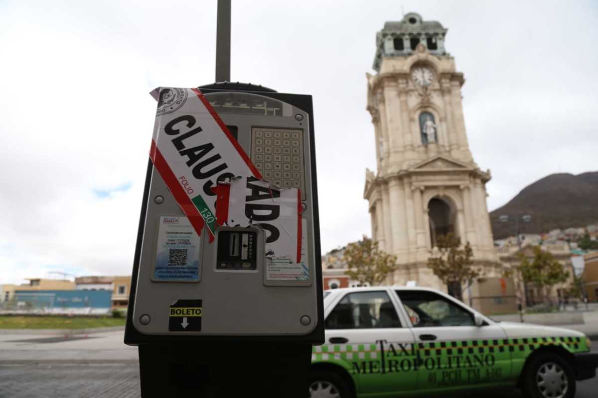 Suspensión de parquímetros de MoviParq en Pachuca. (Jorge Sánchez)